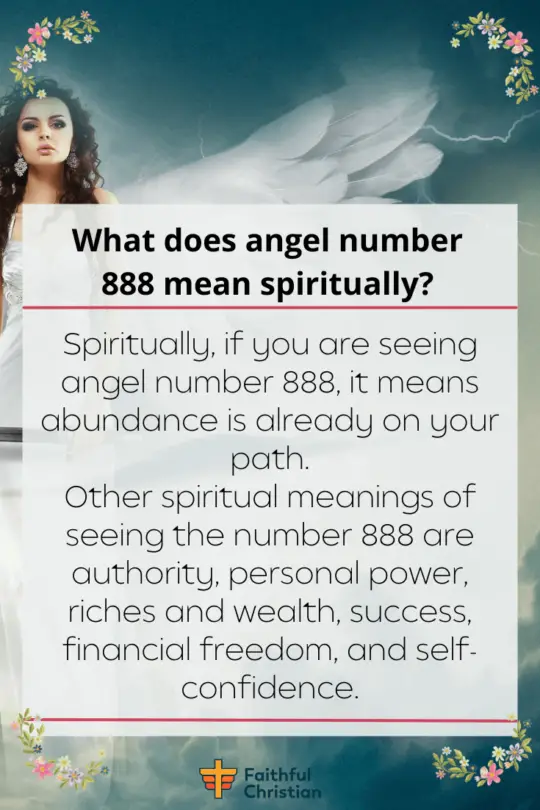 What does angel number 888 mean spiritually?