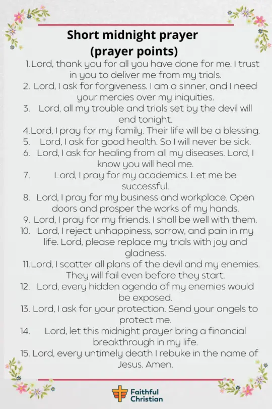 Powerful Midnight Prayer with Bible verses and Prayer points 
