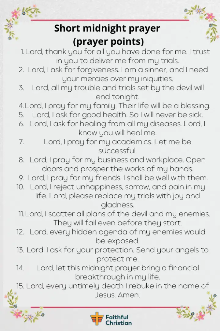 Powerful Midnight Prayer with Bible verses and Prayer points