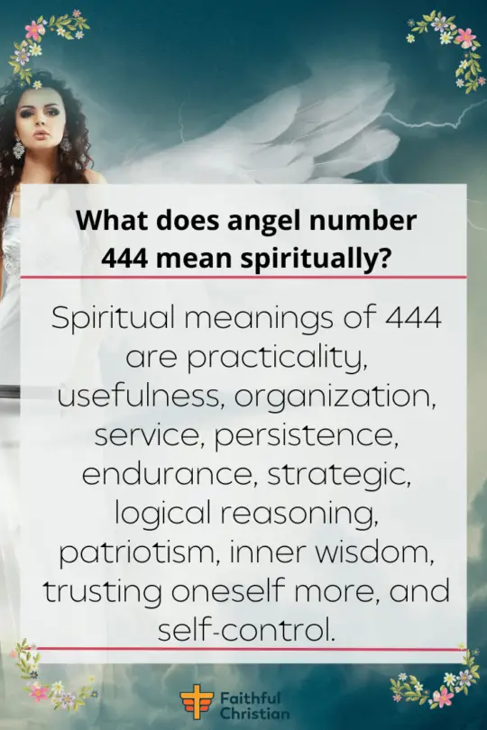 What does angel number 444 mean spiritually?