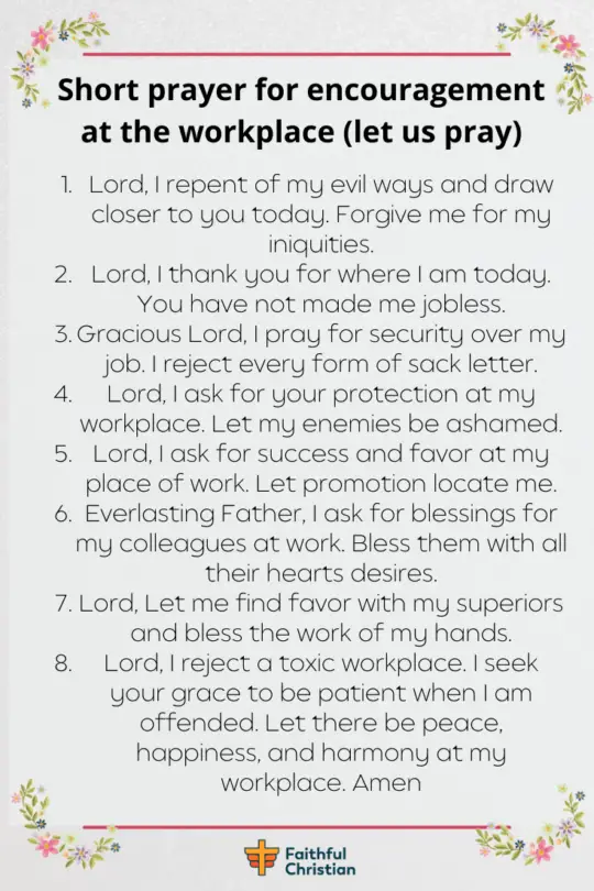 Prayer for Encouragement at work (Problems and Protection)