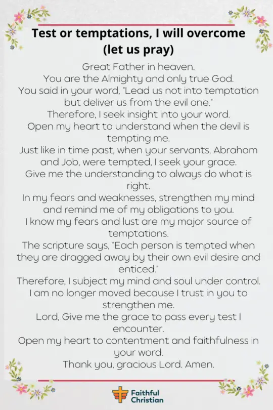 Prayer for Overcoming Temptations, Trials and Vices