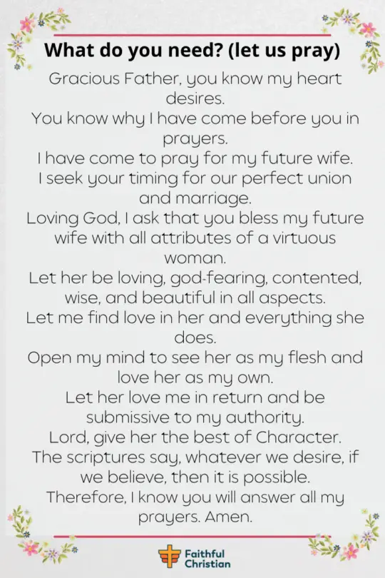 Prayer for my future wife (with bible verses) 