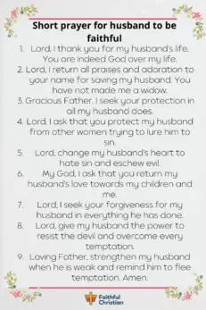 7 Prayers for your Husband to be faithful and Honest