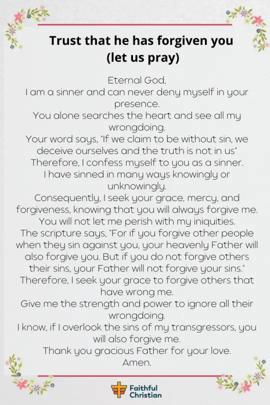 Prayer For Forgiveness Of Sins Against God And Others