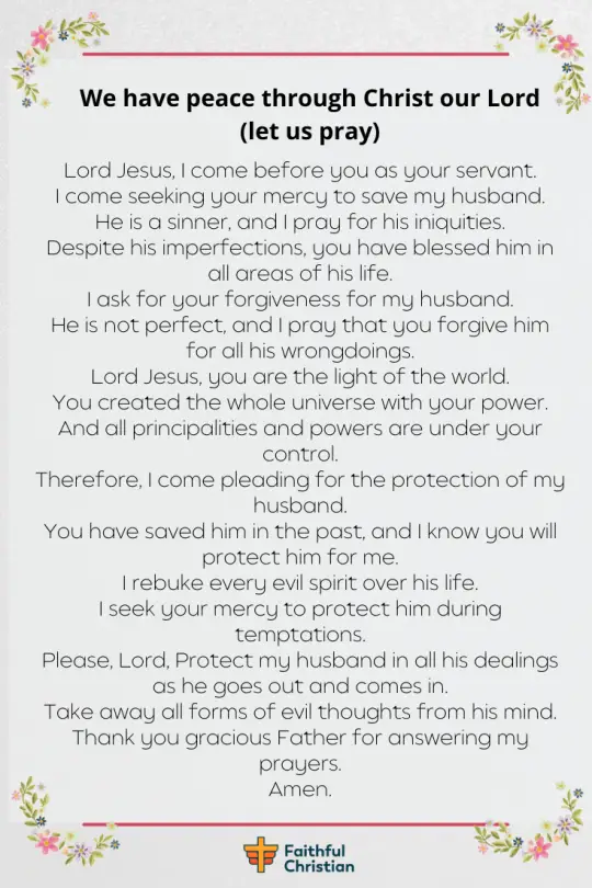 Prayer for my Husband's Protection from temptations