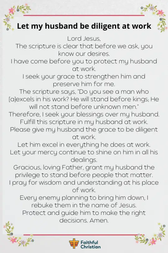 Prayer for my husband at Work, Job and Workplace 