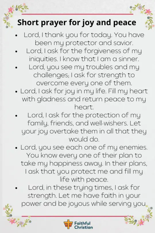 Short prayer for joy and peace
