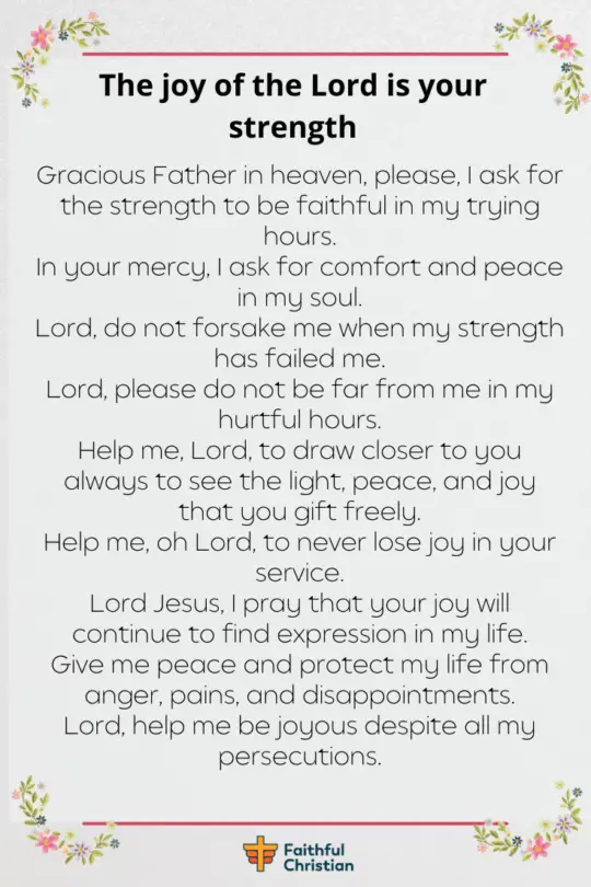 Prayer for Joy, strength and peace in the Lord
