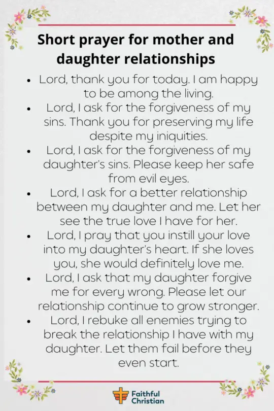 Prayer for mother and Daughters relationship 