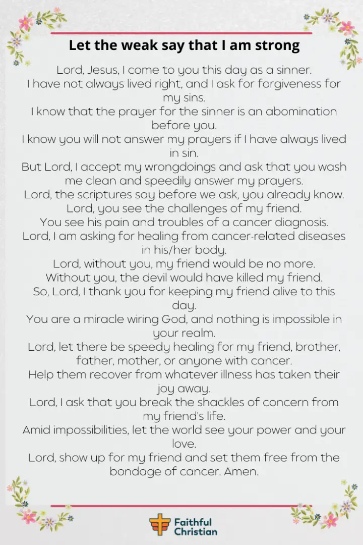 7 Prayers for healing cancer for friend or family member
