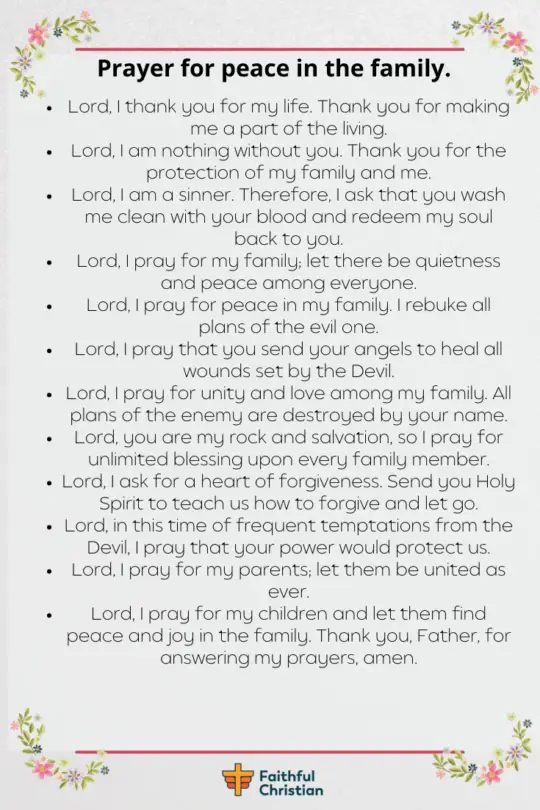 Prayer for peace in the family [with scriptures] 