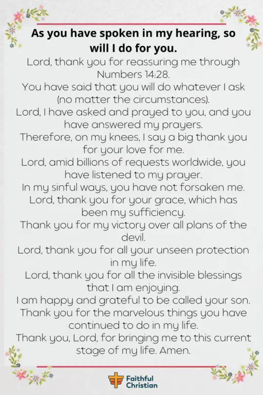 Prayer for thanking God for answered prayers
