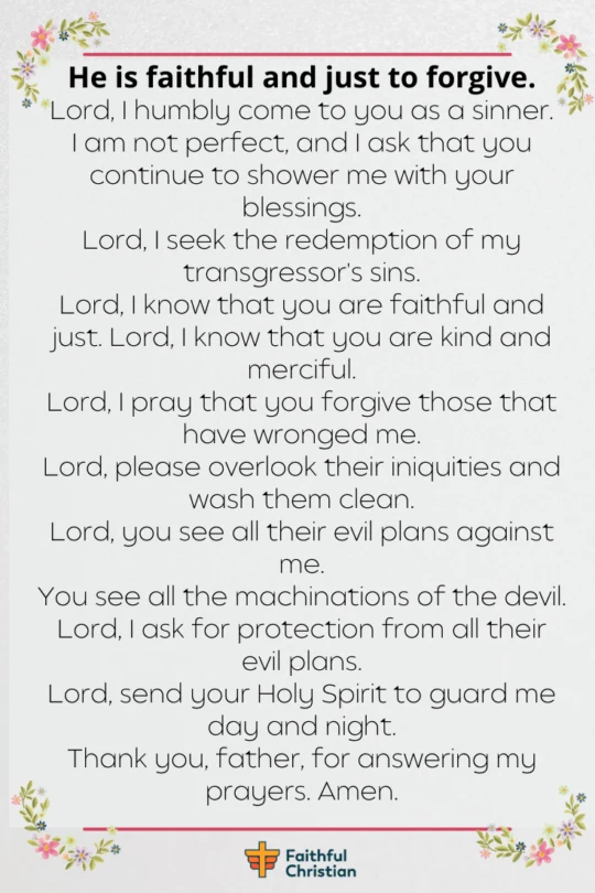 7 Prayer for the forgiveness of others who hurt you
